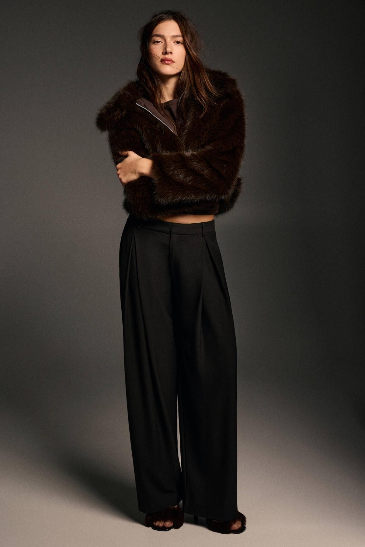 풀앤베어 와이드 플리츠 스마트 팬츠 3670/318 BROWN - 상세 이미지 2