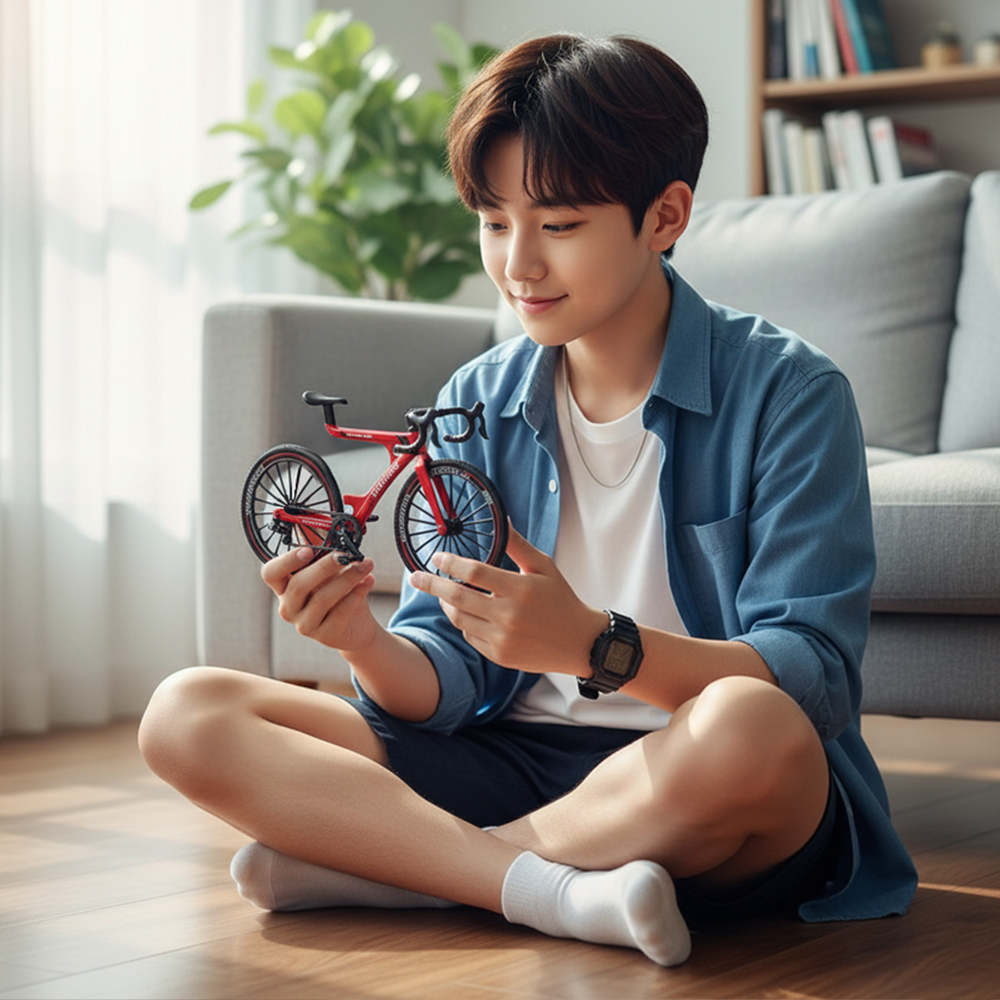 자전거 모형 피규어 미니어처 다이캐스트 인테리어 소품 장식품 스포티 로드 바이크 옐로우 - 상세 이미지 5