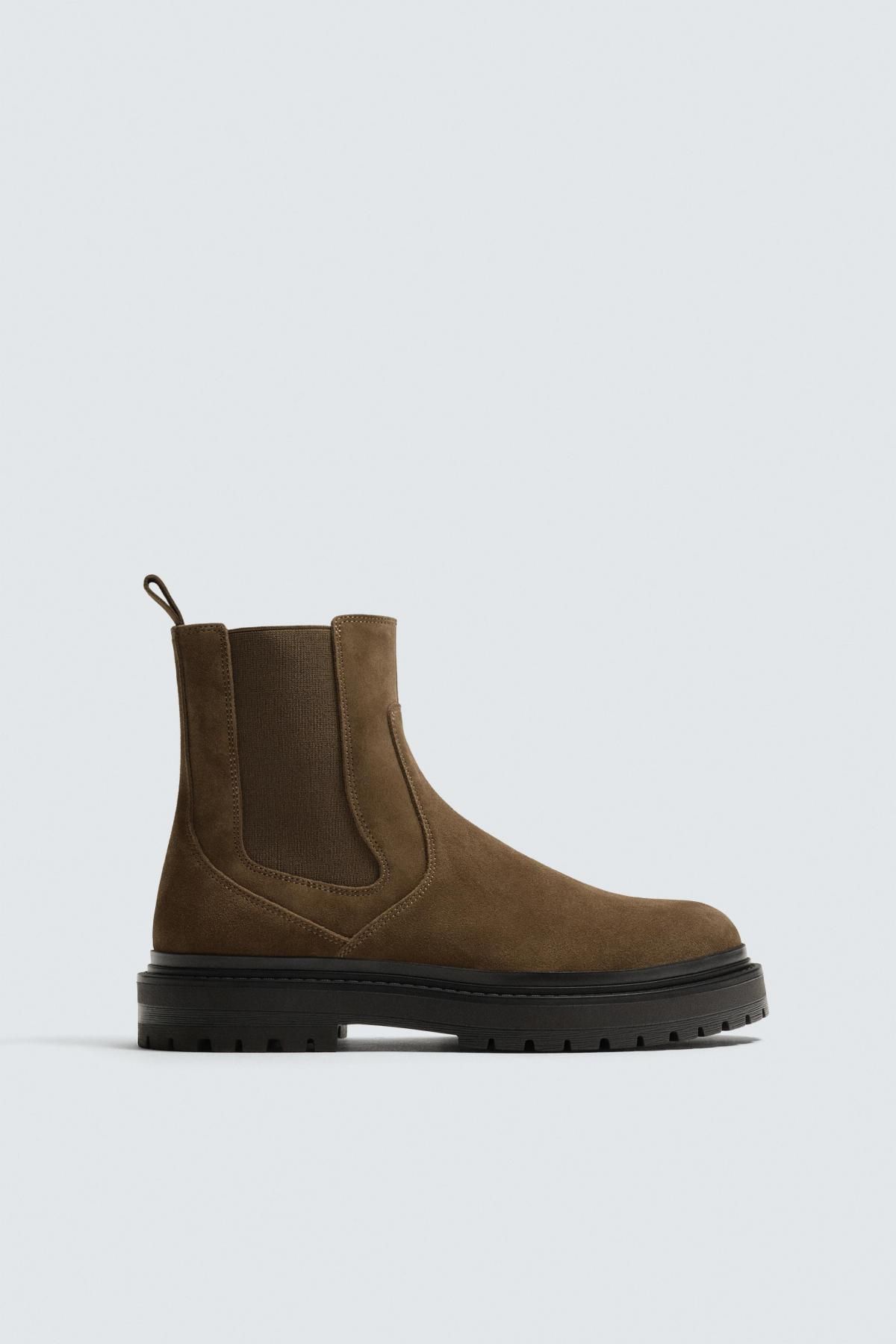 자라 프리미엄 스웨이드 첼시 부츠 2091/620 BROWN - 메인 이미지