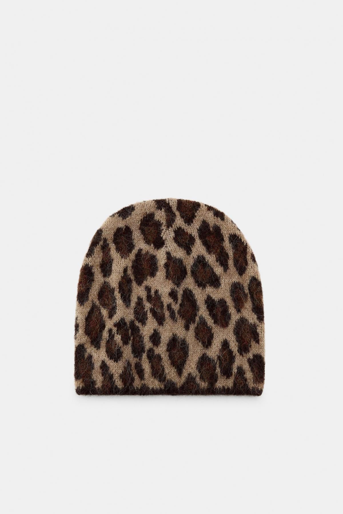 자라 애니멀 프린트 울 니트 비니 3739/005 LEOPARD - 상품 이미지