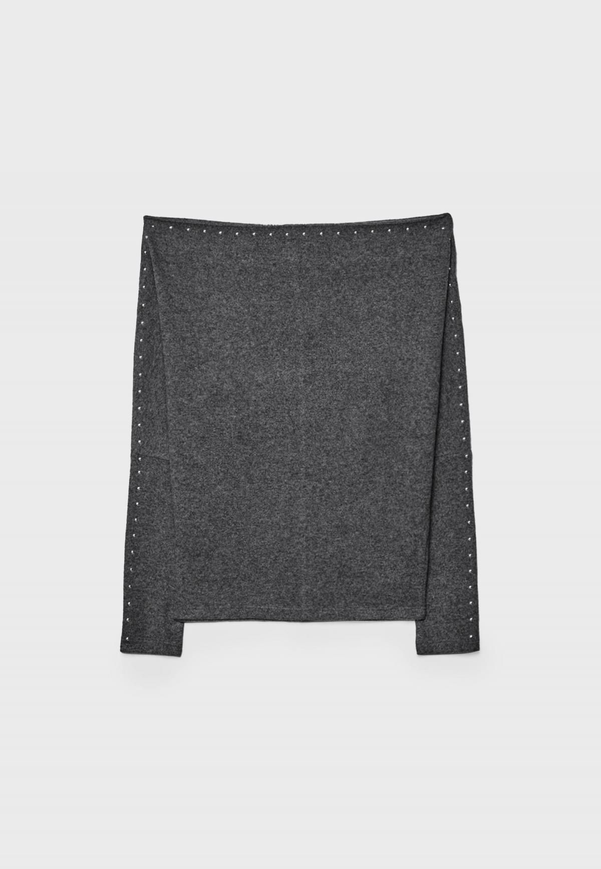 스트라디바리우스 스터드 디테일 보트넥 긴팔 티셔츠 2794/893 DARK GREY - 상세 이미지 2