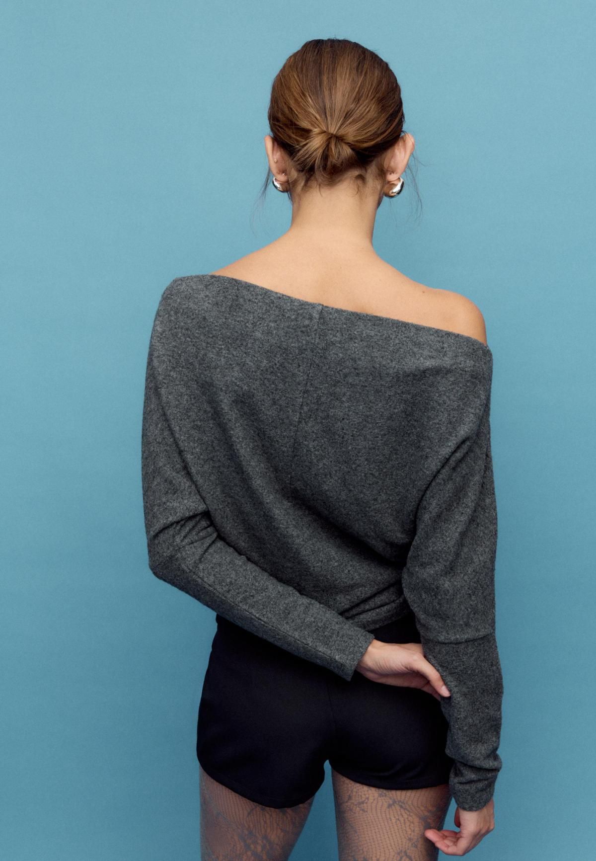 스트라디바리우스 스터드 디테일 보트넥 긴팔 티셔츠 2794/893 DARK GREY - 상세 이미지 4