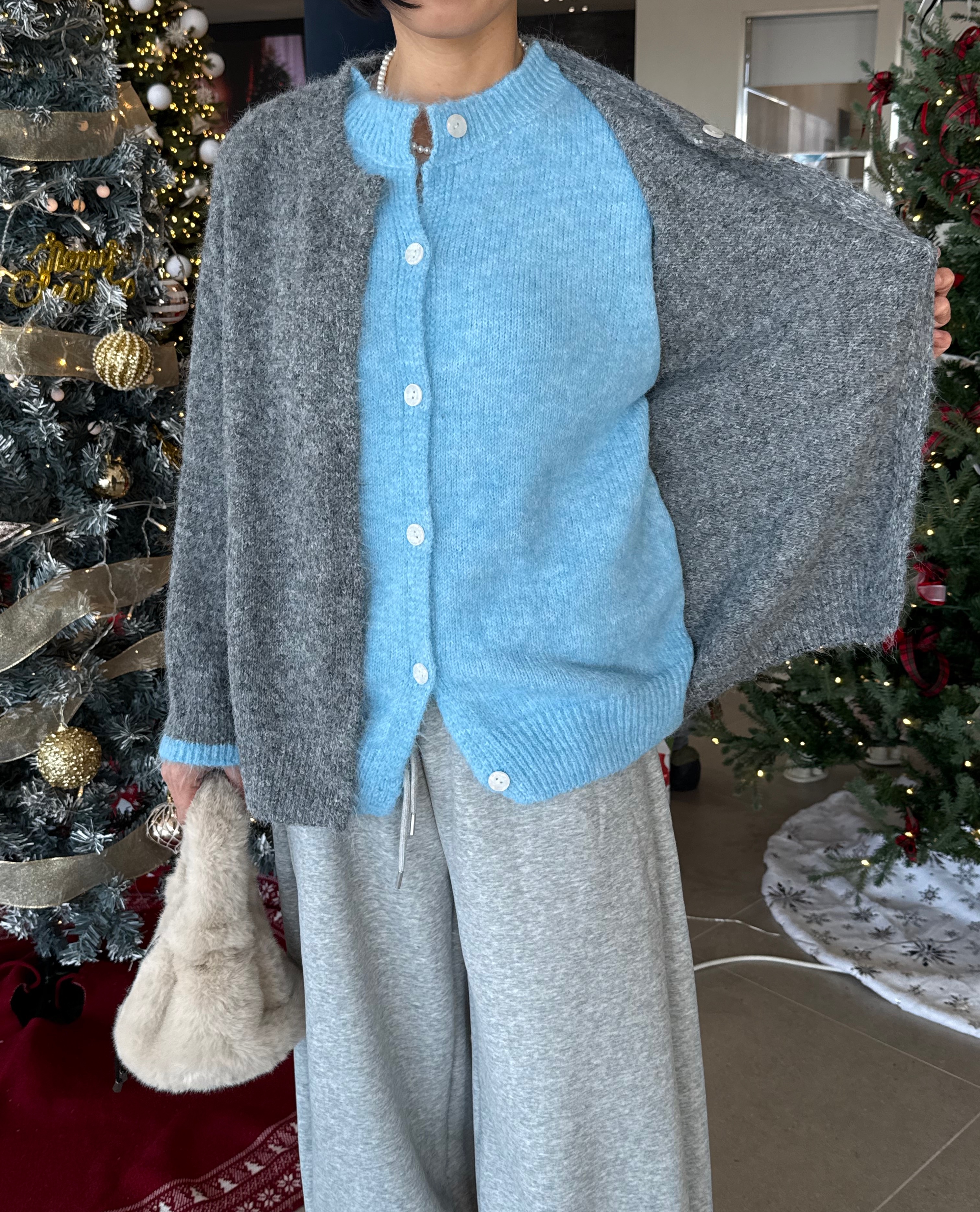 오버핏 이중배색 가디건 (2컬러 88까지)