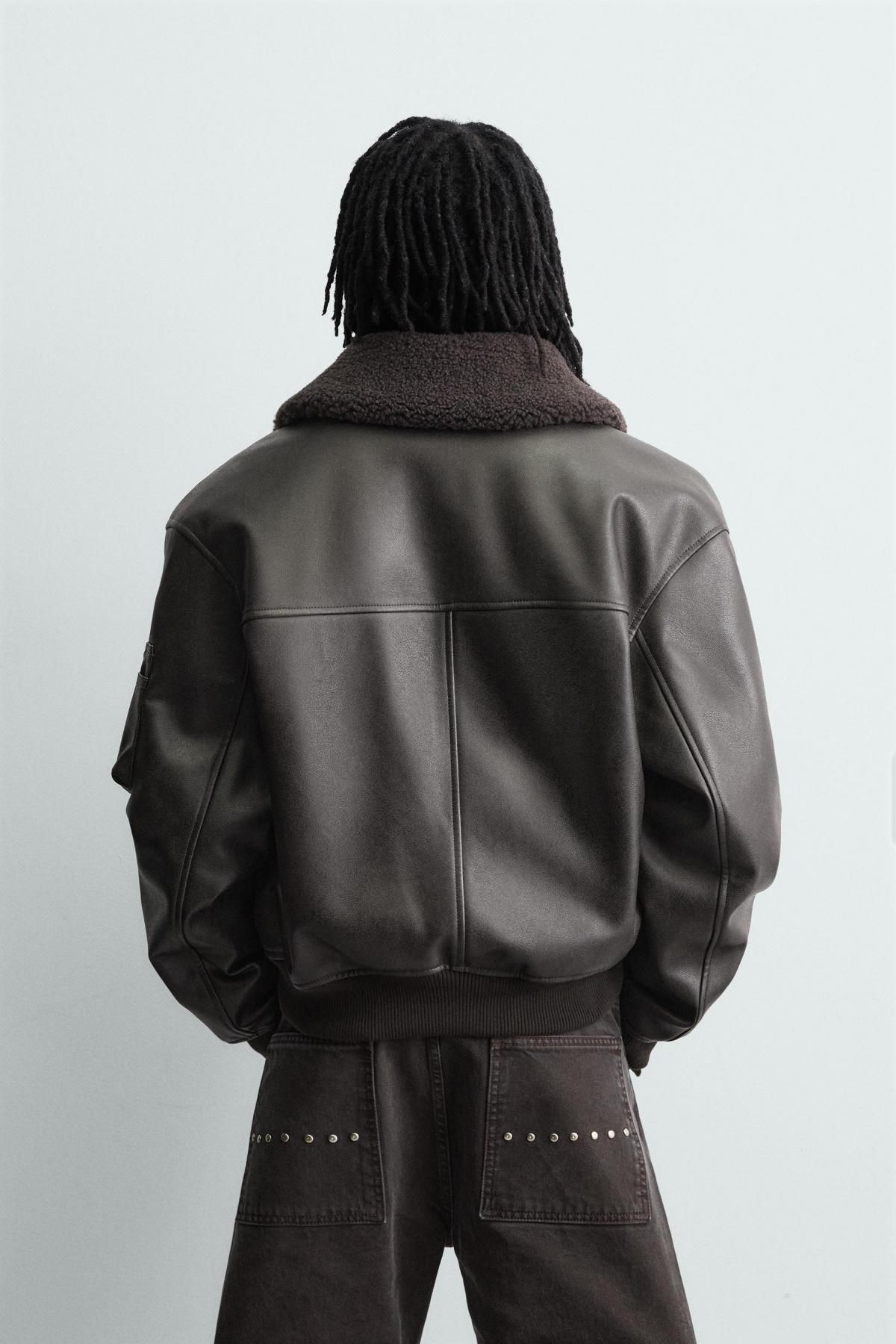 자라 레더 이펙트 퍼카라 블루종 재킷 5070/702 BROWN - 상세 이미지 4