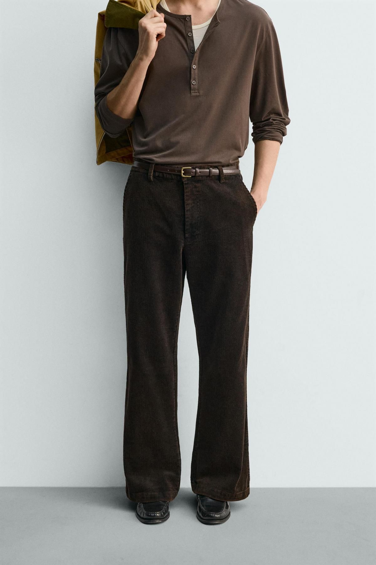 자라 한정판 코듀로이 플레어핏 와이드 팬츠 2878/309 DARK BROWN - 상세 이미지 3