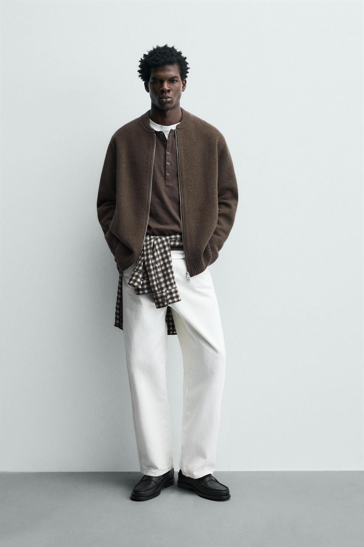 자라 브라운 울 테크니컬 집업 니트 재킷 2893/352 BROWN / TAUPE - 상세 이미지 2