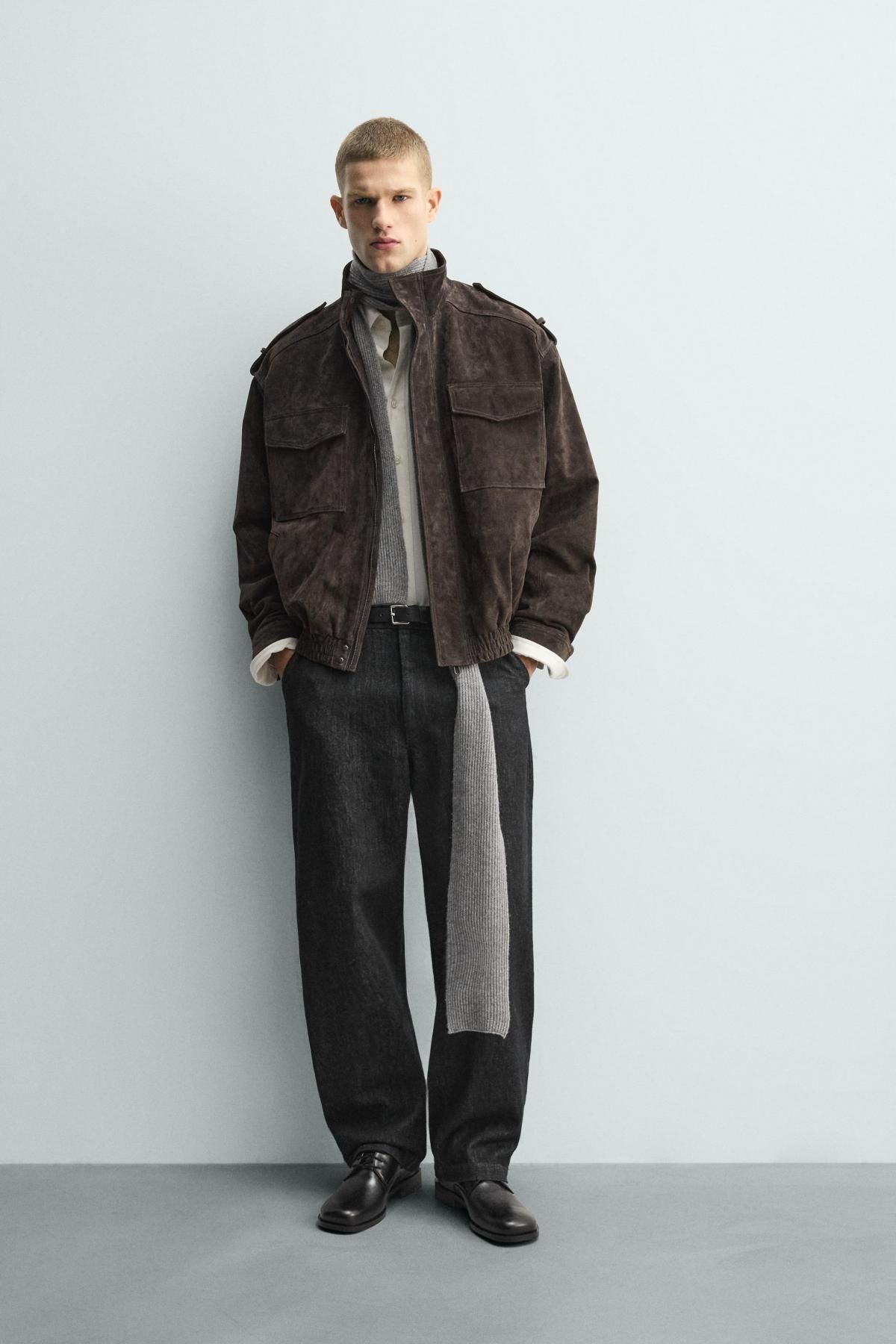 자라 프리미엄 스웨이드 레더 집업 재킷 8281/555 ANTHRACITE GREY - 상세 이미지 2