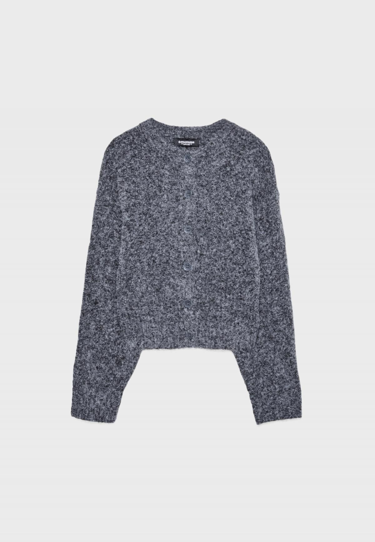 스트라디바리우스 와이드 슬리브 라운드넥 니트 가디건 1622/430 DARK GREY - 메인 이미지