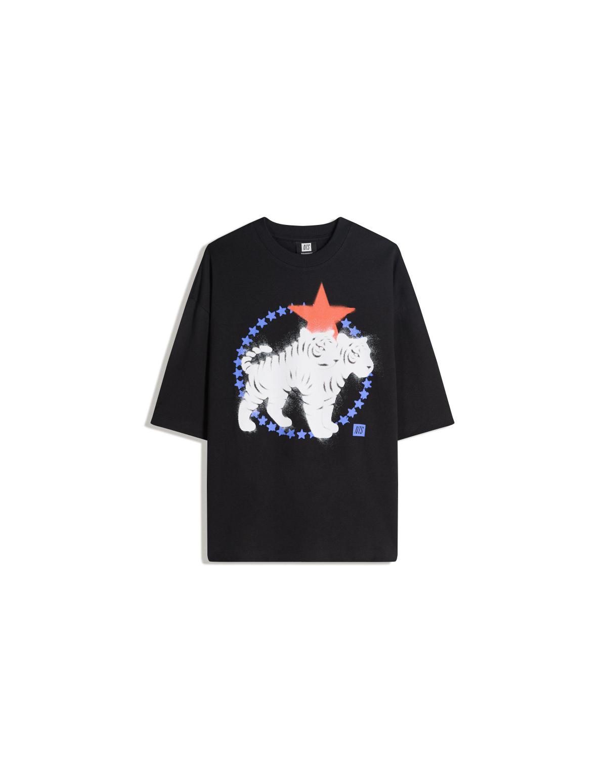 버쉬카 박시핏 프린트 반팔 티셔츠 블랙 8118/538 BLACK - 상품 이미지