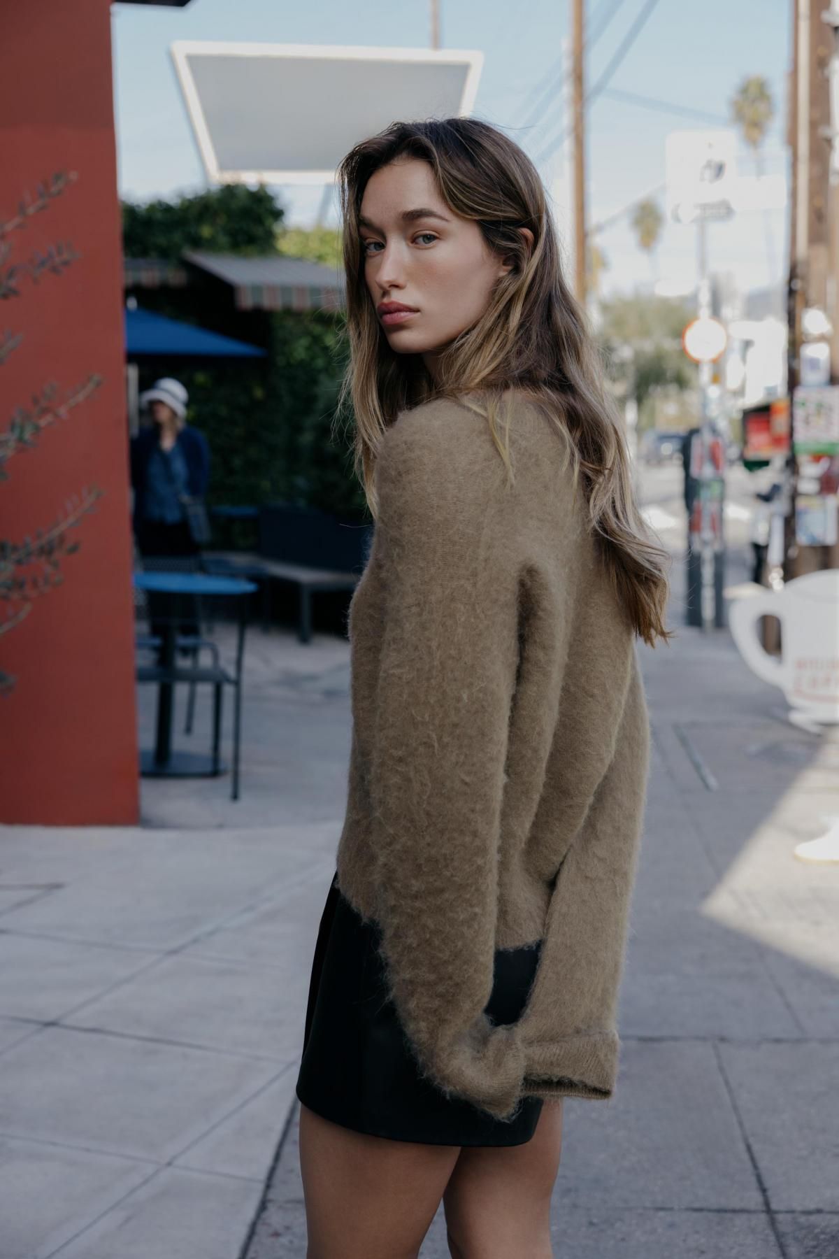 자라 브러쉬드 브이넥 니트 브라운 스웨터 9598/191 BROWN / TAUPE - 상세 이미지 4