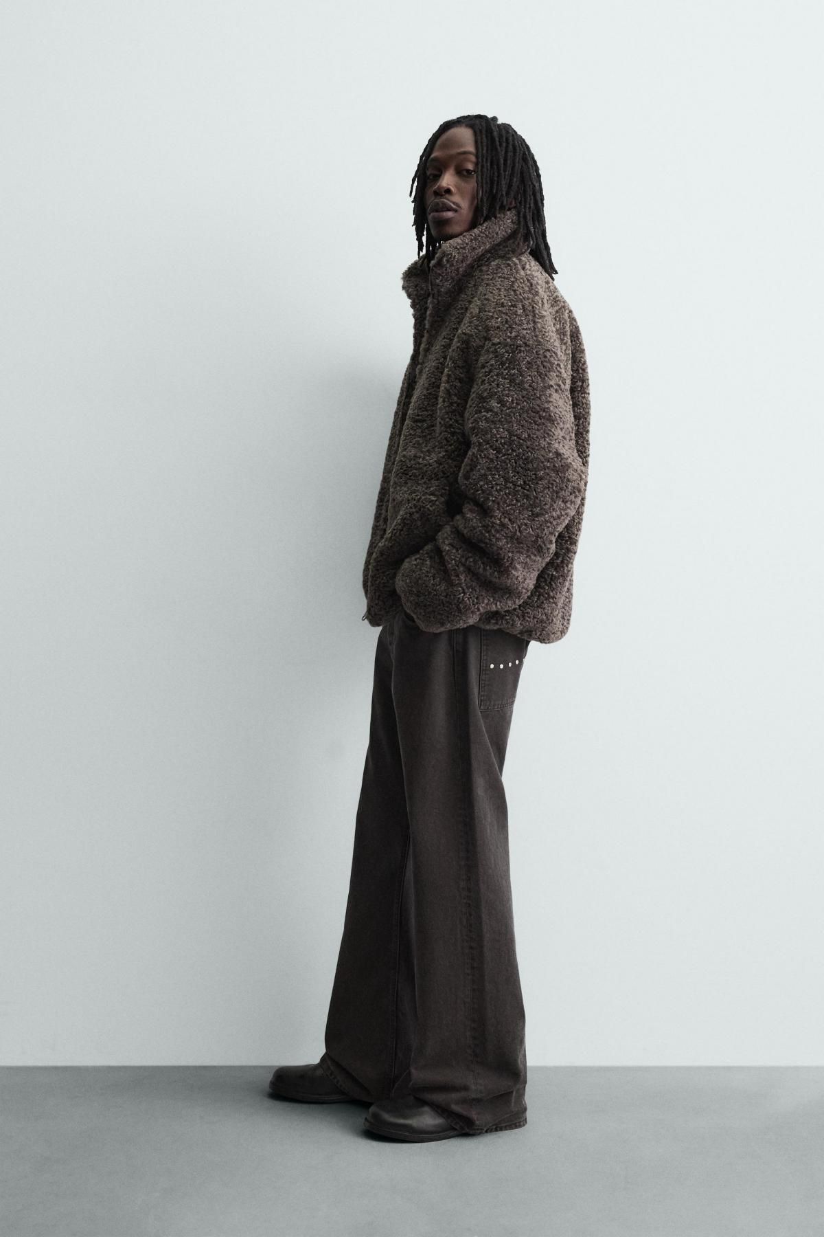 자라 페이크 시어링 집업 재킷 0993/200 BROWN / GREEN - 상세 이미지 5