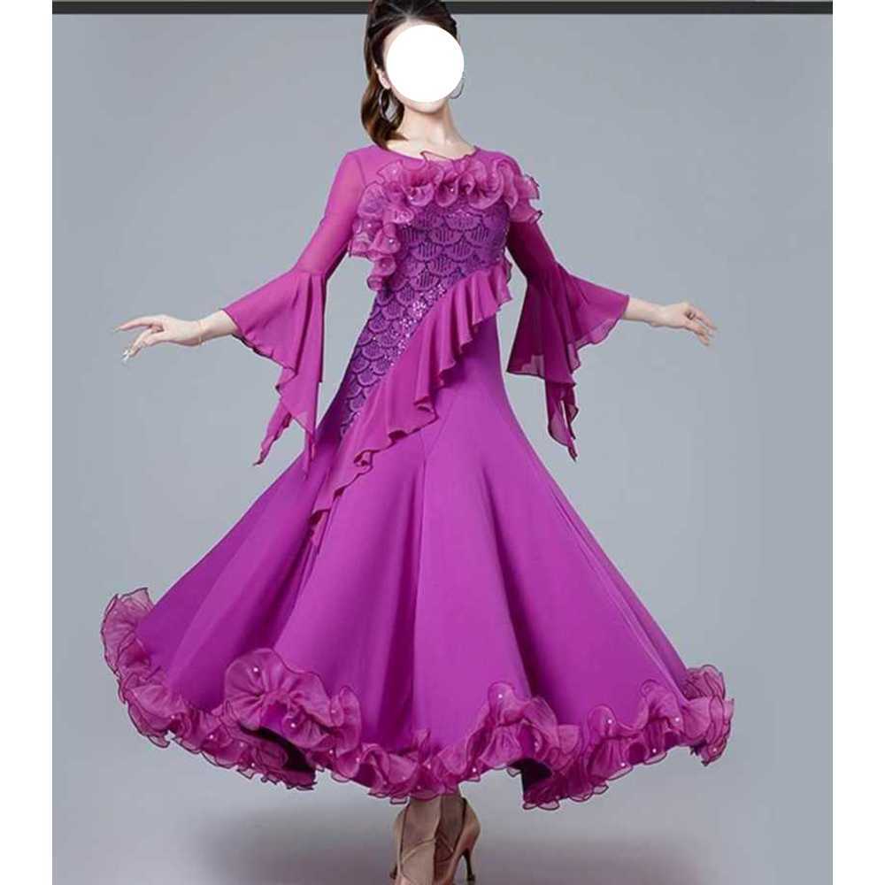 라틴댄스 드레스 스톤장식 스포츠댄스 무대 의상 핑크(M-3XL) - 상세 이미지 2