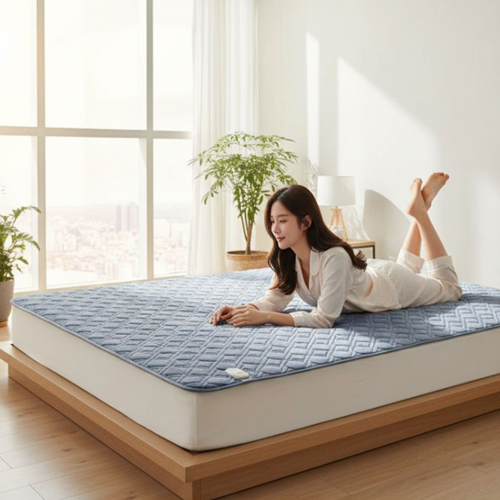 3H 한일온열기 킹분리난방 탄소매트 그래핀 전기매트 온열매트 전기장판 카본 2인용 160x195 그레이