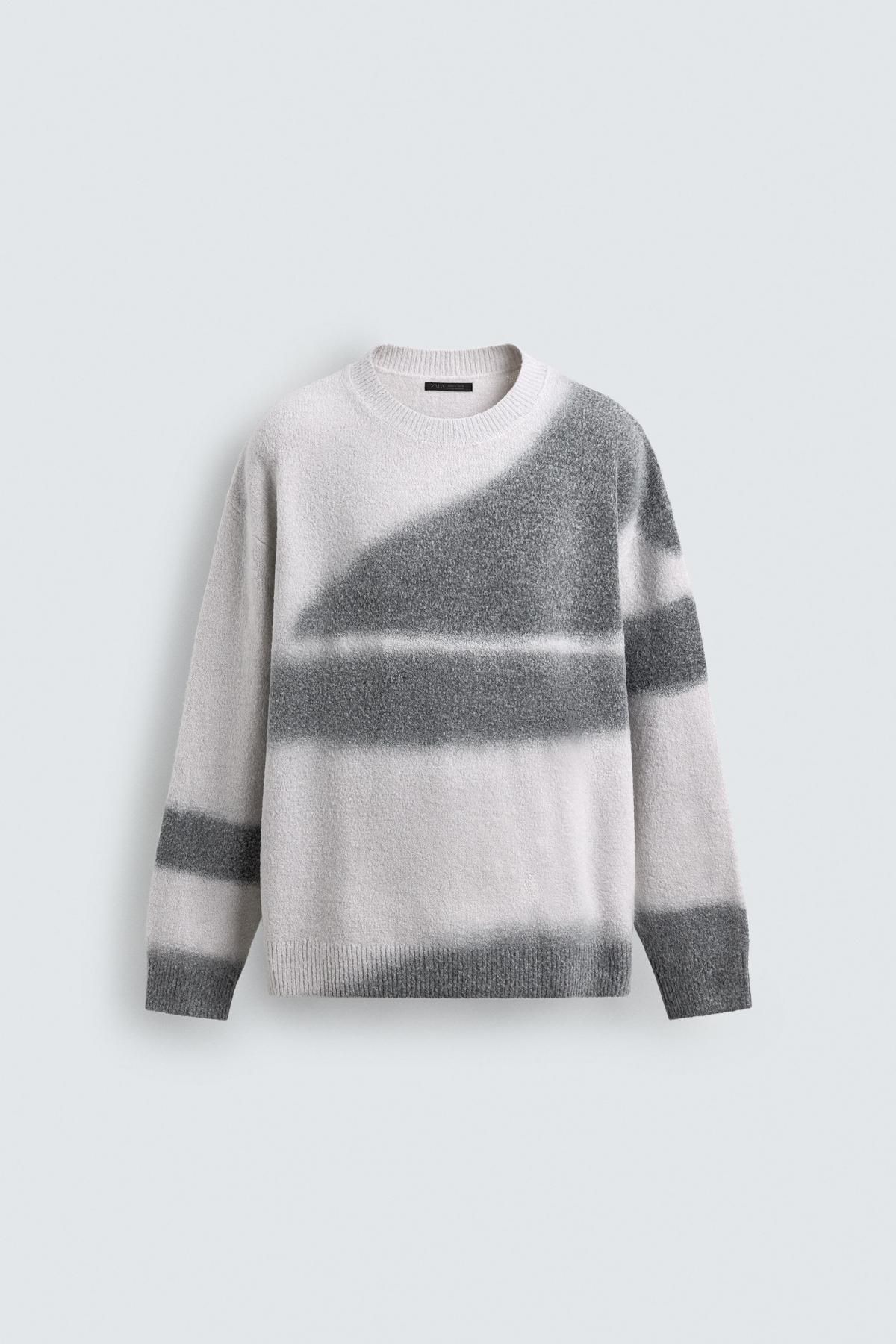 자라 스프레이 이펙트 라운드 니트 스웨터 3284/339 OYSTER-WHITE - 상품 이미지