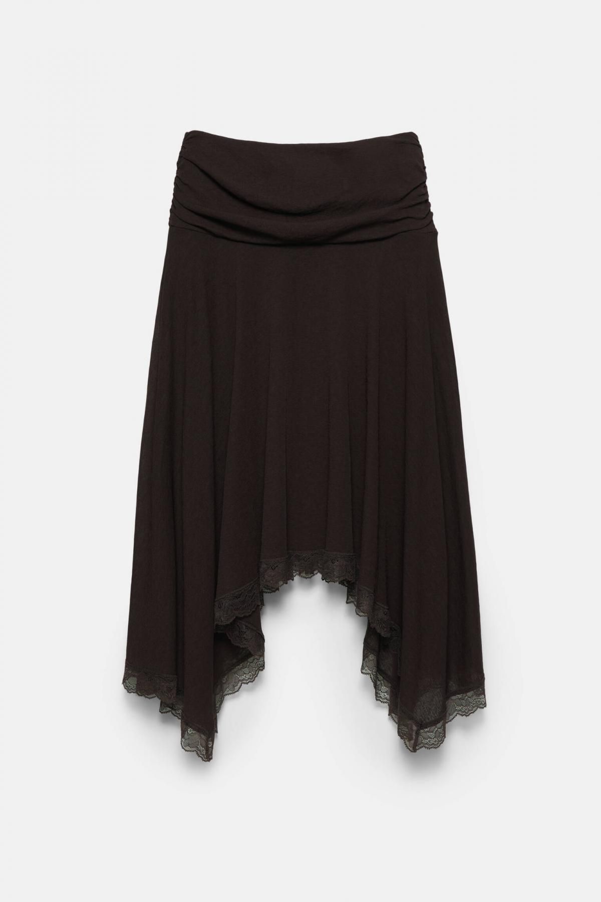 풀앤베어 레이스 언밸런스 미디 스커트 3385/305 BROWN - 상품 이미지