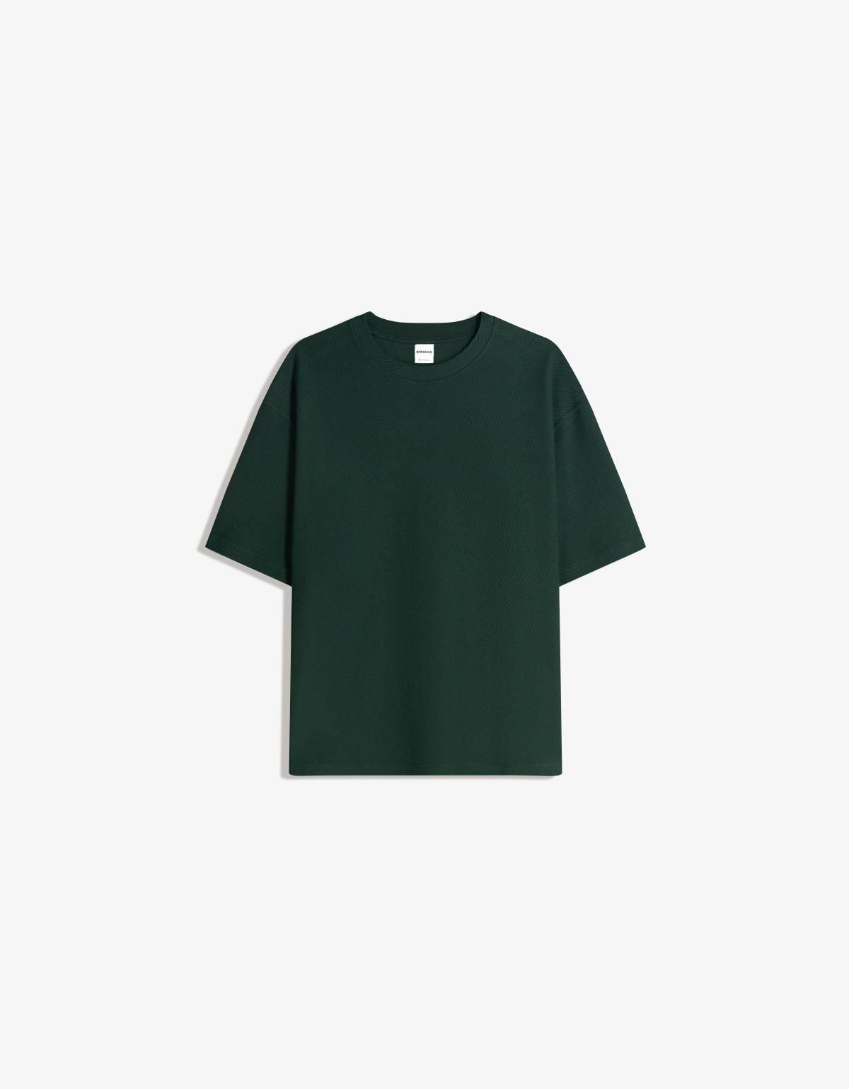 버쉬카 베이직 오버핏 반팔 티셔츠 다크그린 0919/478 GREEN - 상세 이미지 3