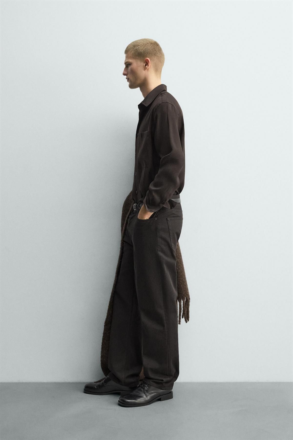 자라 모달 블렌드 긴팔 셔츠 브라운 포켓 4038/519 BROWN - 상세 이미지 5