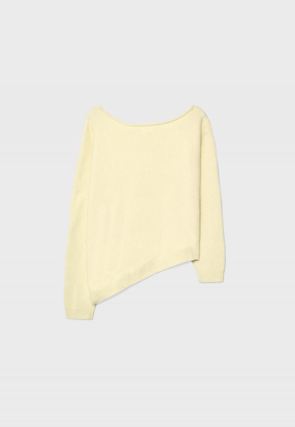 스트라디바리우스 비대칭 보트넥 니트 스웨터 8537/650 PASTEL YELLOW - 상세 이미지 2