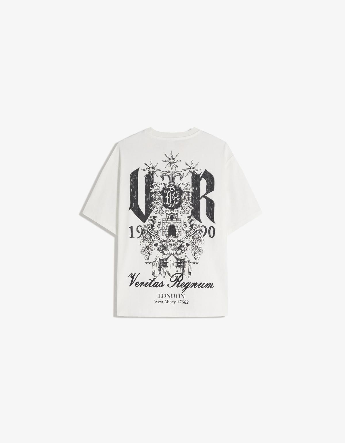 버쉬카 오버핏 프린트 반팔 티셔츠 화이트 0907/071 OFF WHITE - 상품 이미지