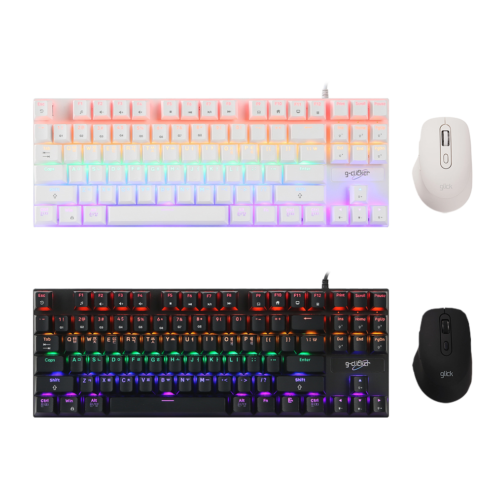 지클릭커 GMK-587 87키 텐키리스 게이밍 기계식 키보드 마우스 세트 블랙 청축 - 상세 이미지 2
