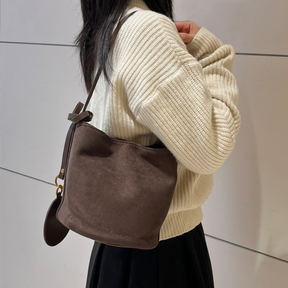 홈앤다올 미니 숄더백 여성 스웨이드 버킷백 데일리 가방 - 상품 이미지
