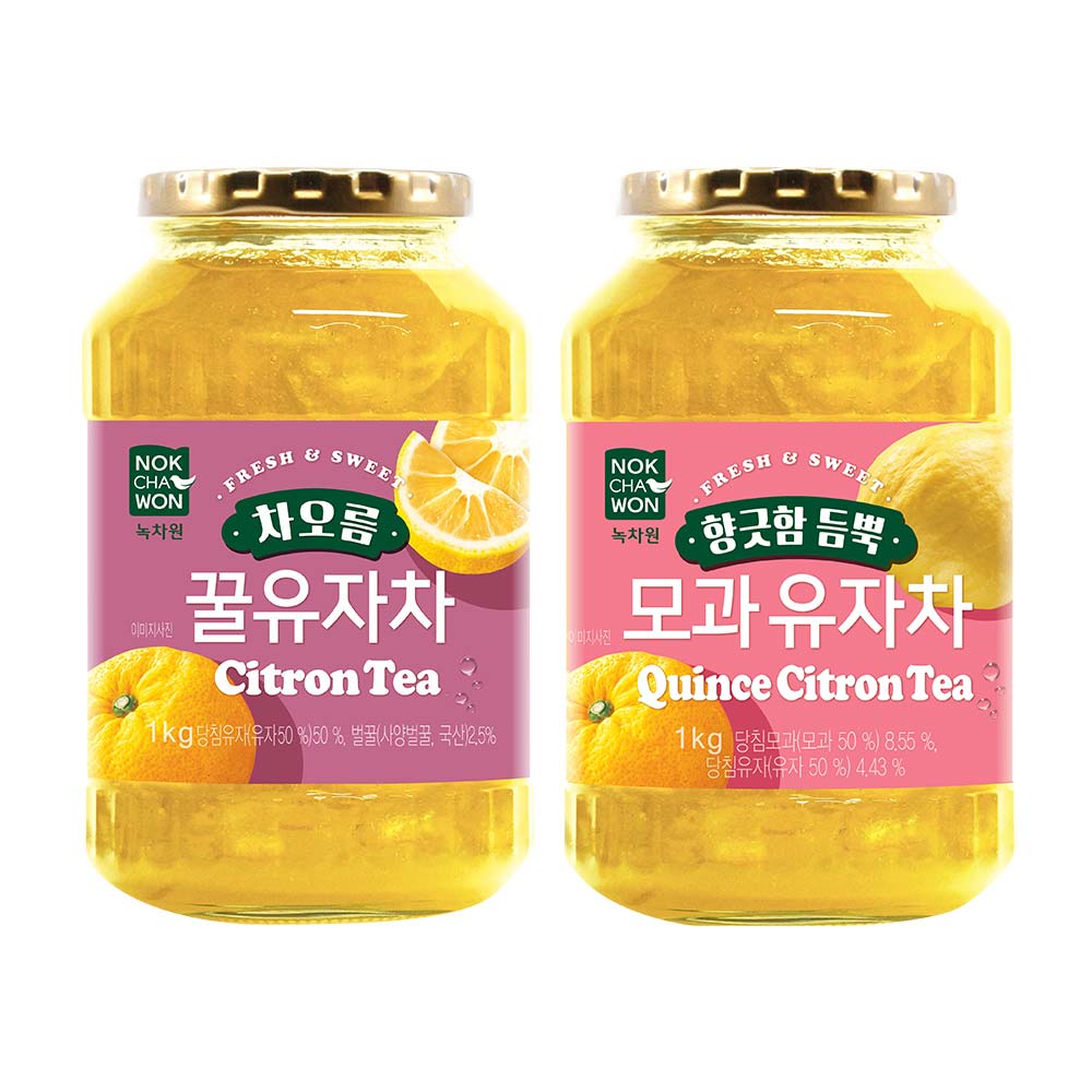 [녹차원] 차오름 유자차1kg+모과듬뿍유자차1kg - 상품 이미지