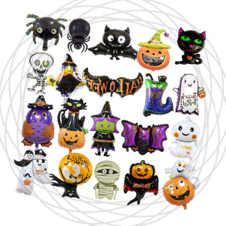 할로윈 은박풍선 캐릭터 장식용품 파티 데코 호박 유령 박쥐 해골 마녀 거미 풍선세트