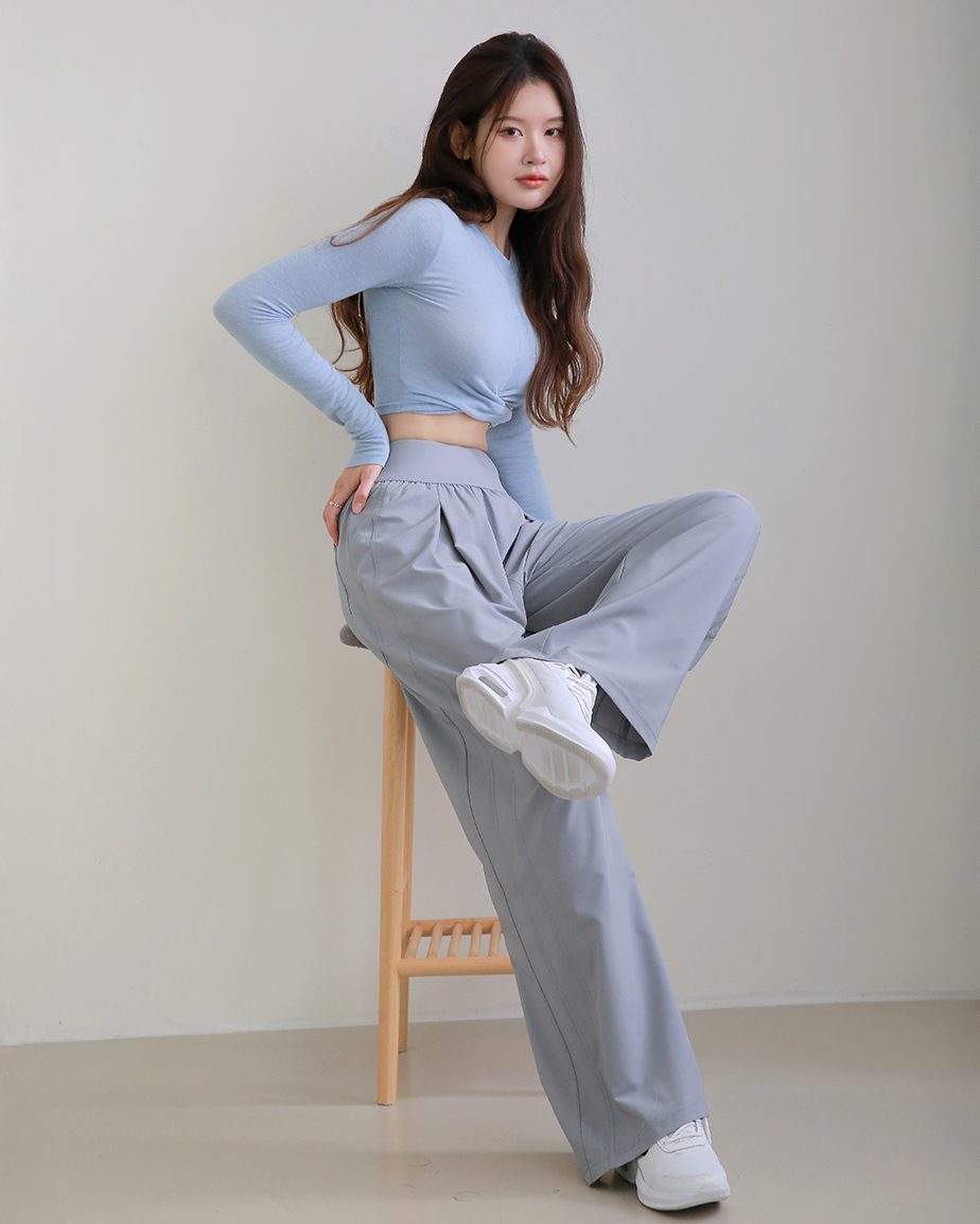 DDO 뱃살커버 하이웨이스트 와이드 여성 요가 필라테스 트레이닝 바지 루즈핏 사계절 - 상세 이미지 3