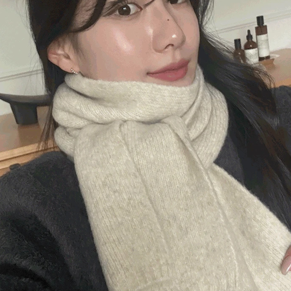데일리 심플 부드러운 무지 니트 숏 머플러 목도리 - 상세 이미지 2