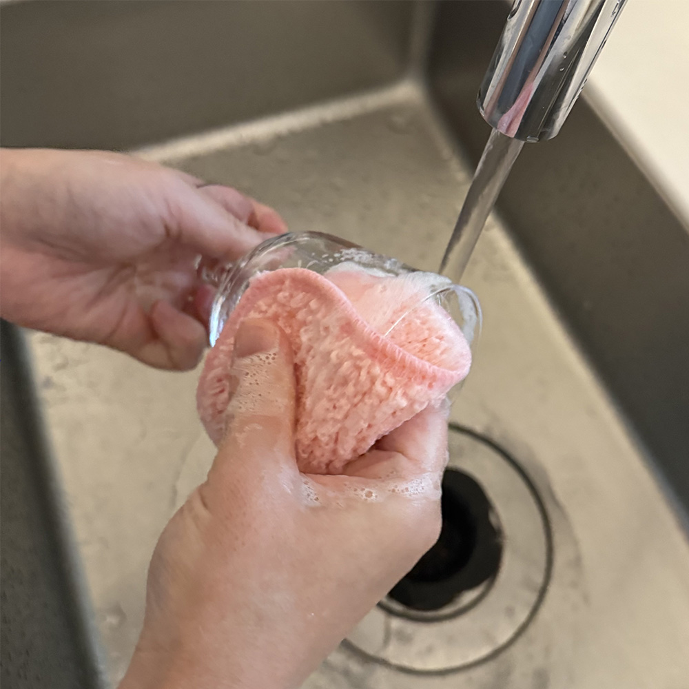 일본수세미 부드러운 주방 아크릴 설거지 헹굼 수세미 무세제 핑크
