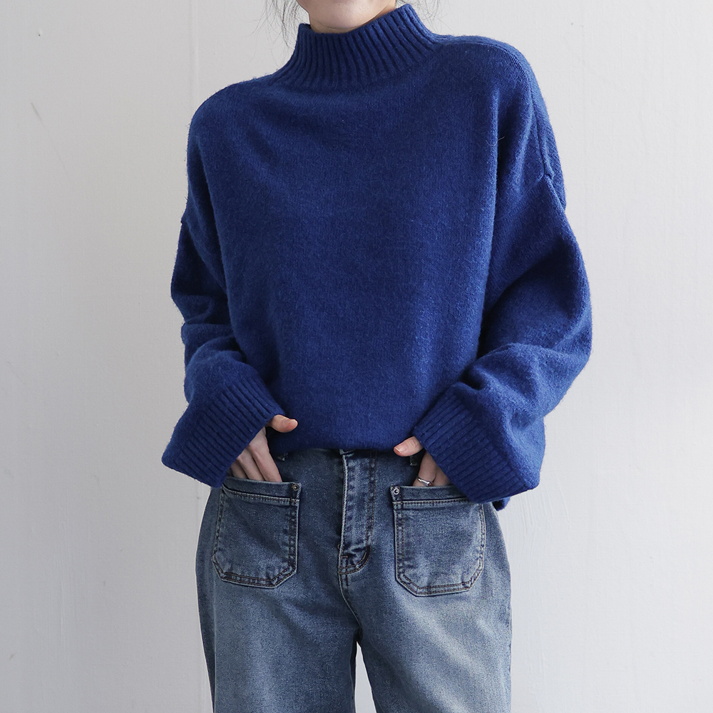 데이니 베이직템 심플 반목 폴라 겨울 울 니트 제품 이미지