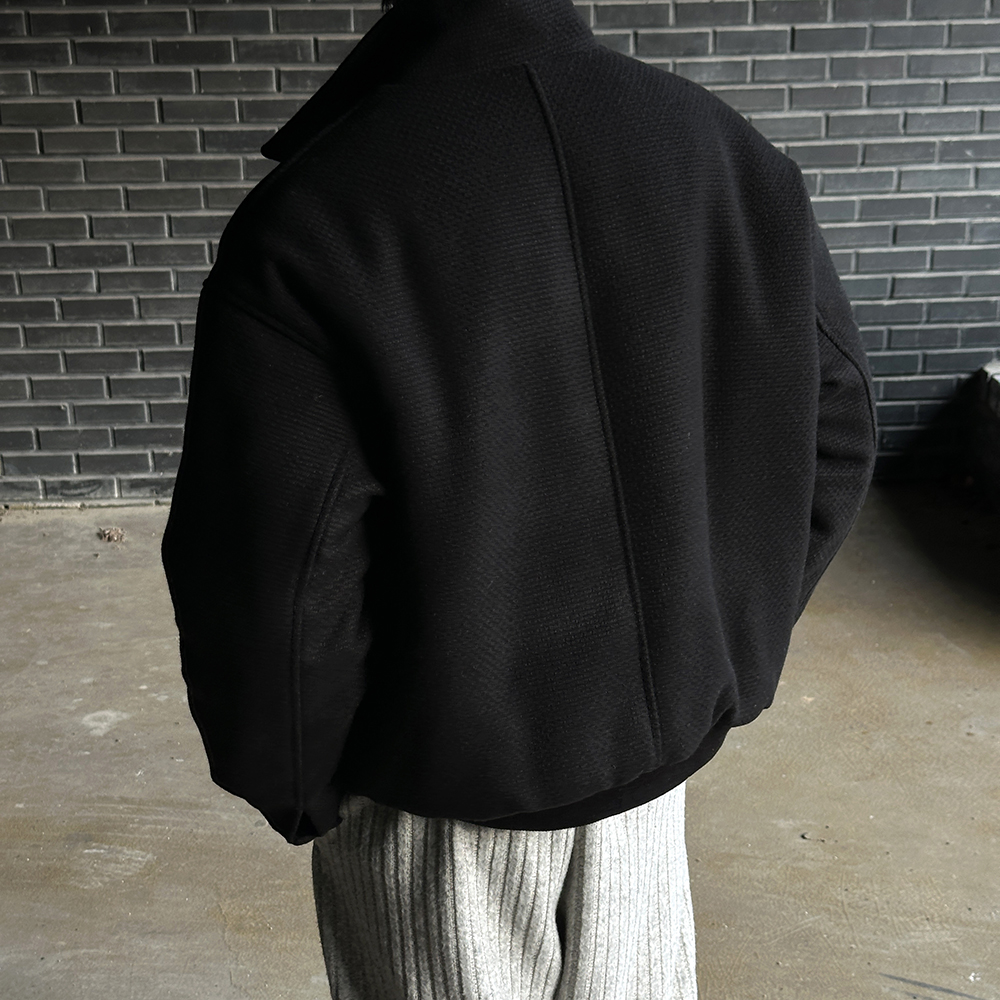 남자 크롭 울 블루종 봄버 자켓 이미지 8