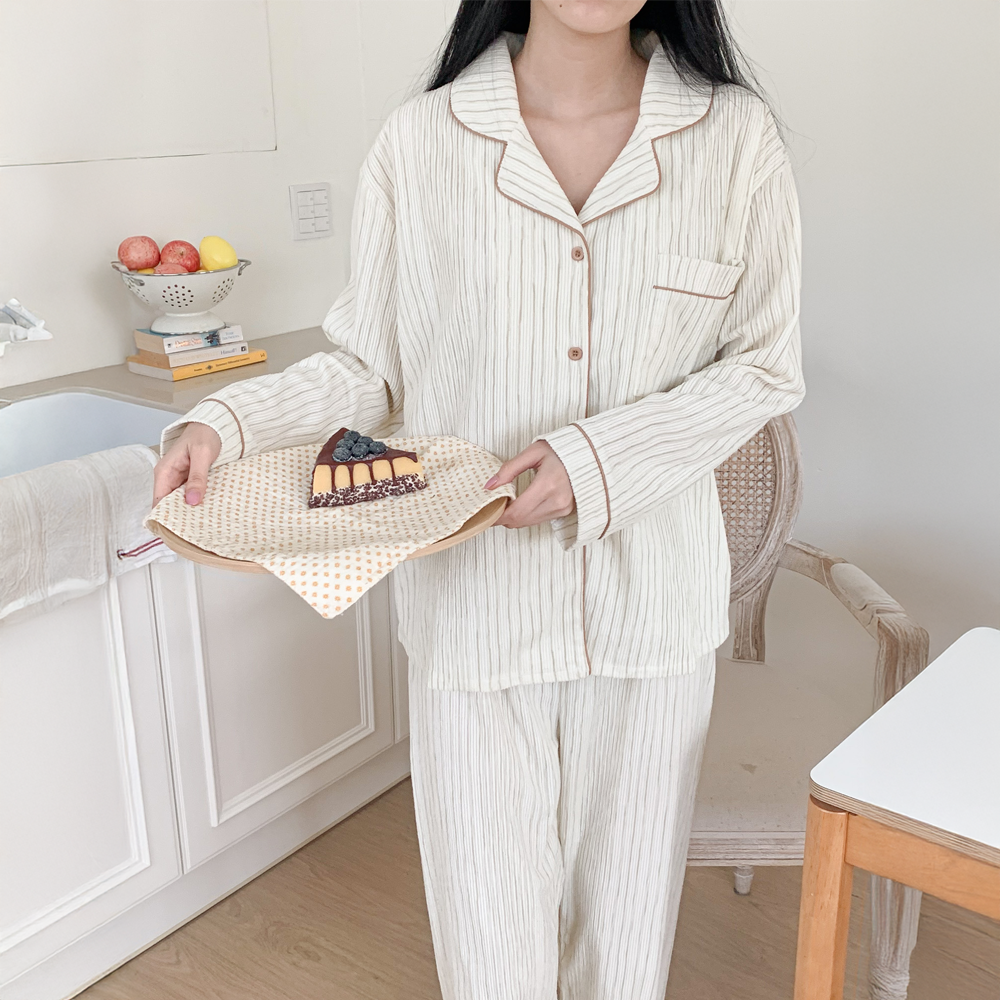 도르모 컴포트 웜 소프트 피치기모 파자마세트 - 상품 이미지