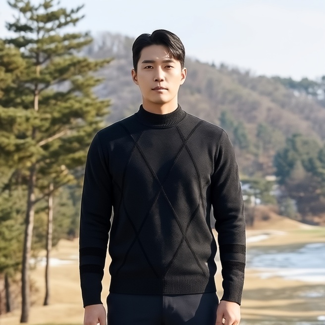 FANTOM 팬텀골프 남자 겨울 방풍 골프웨어 니트 터틀넥 티셔츠 - 메인 이미지