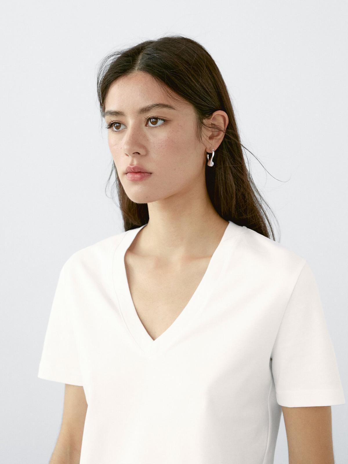 마시모두띠 베이직 100COTTON 브이넥 반팔 티셔츠 6834/542 WHITE - 상세 이미지 4