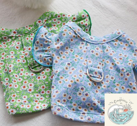 밀짚모자상단 코코아허니 잔꽃 리크롭티 반려견티셔츠 강아지하네스옷 하네스티 애견옷