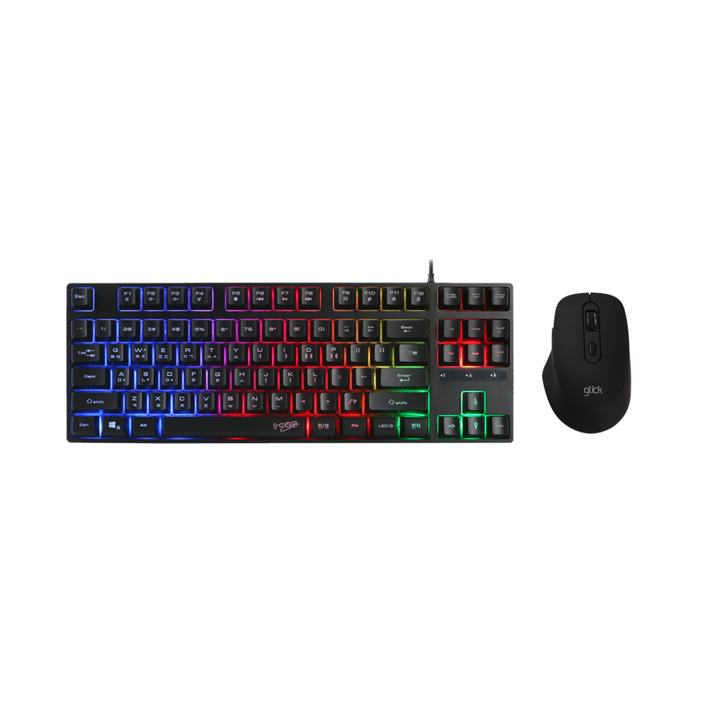 지클릭커 GMK-387 LED 유선 미니 키보드 무선 마우스 세트 화이트 - 상세 이미지 3