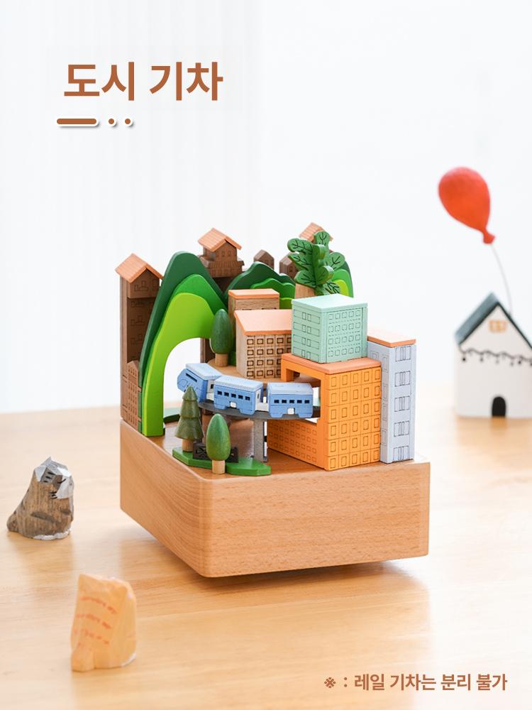 나무 오르골 회전목마 음악상자 크리스마스 생일 선물 인테리어 회전목마 천공의성 - 상세 이미지 5