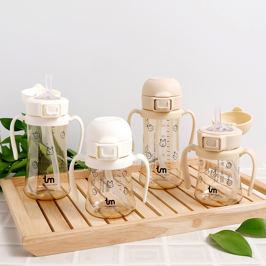 [토비앤몰리] 아기 유아 어린이집 원터치락 이유식 자기주도 빨대컵 돗바니 화이트 180ml 280ml - 상세 이미지 3