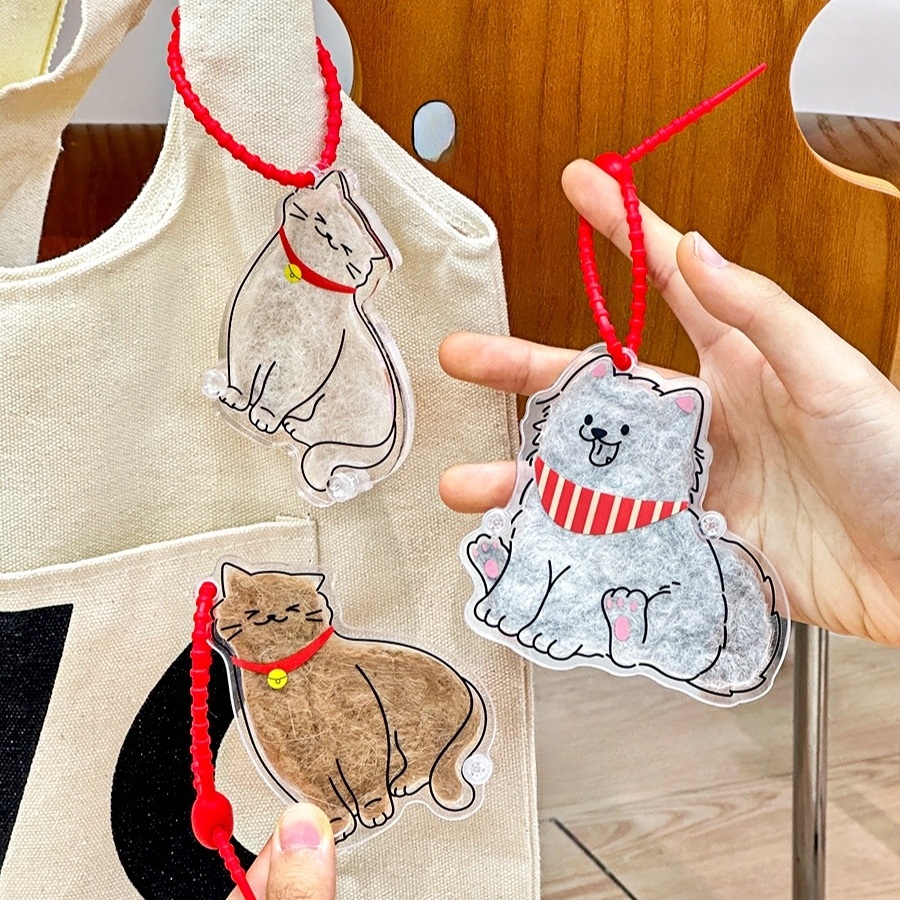 고양이 털 보관 강아지 투명 메모리얼 캡슐 펜던트 키링 반려동물 추억 기념 DIY 고양이 - 상세 이미지 3