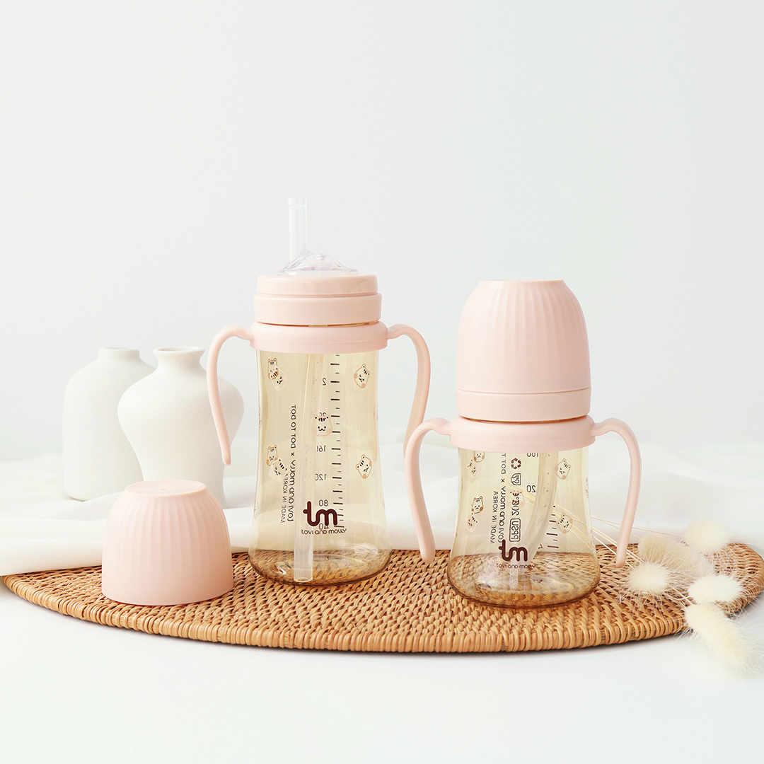 [토비앤몰리] 새지않는 아기 유아 물컵 이유식 자기주도 빨대컵 돗람이 핑크 180ml 280ml - 상세 이미지 5