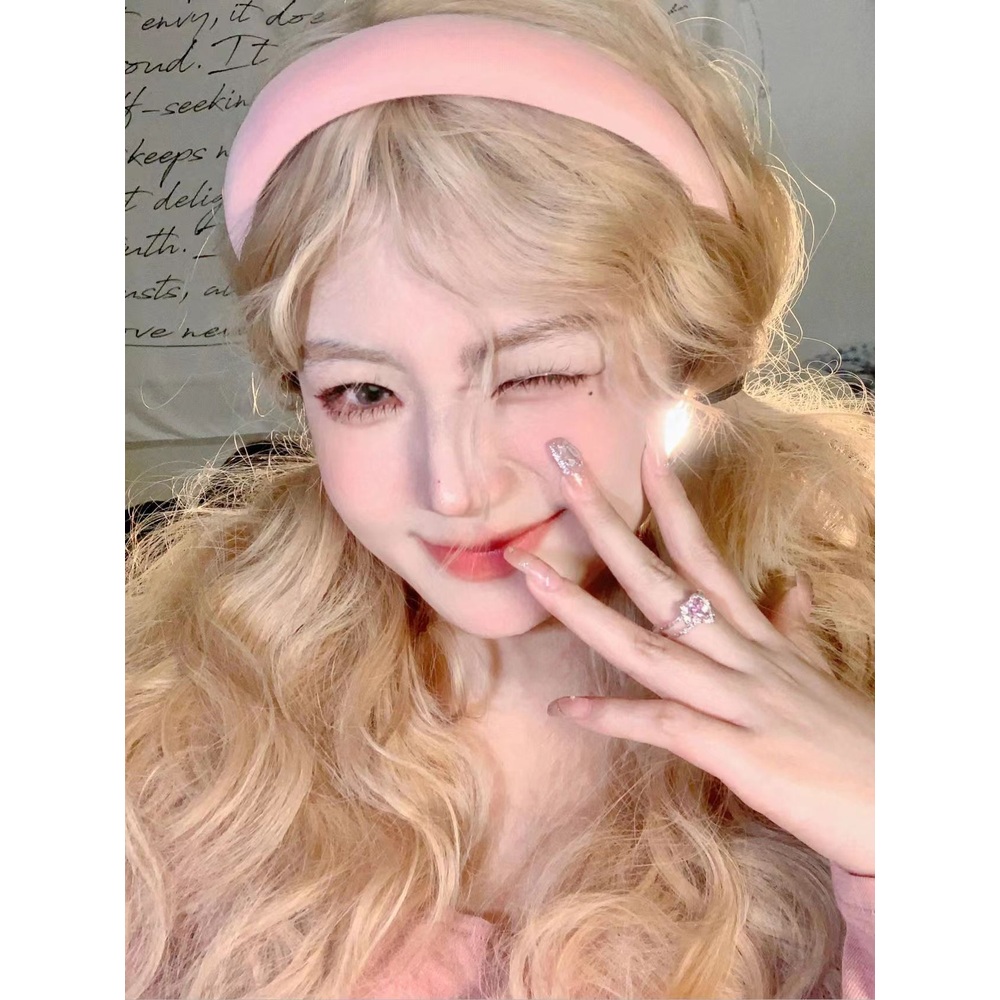 히피펌 오렌지 통가발 자연스러운 긴곱슬머리 유니크 일본풍 아이돌 느좋 패션 레이어드 코디 - 상세 이미지 4