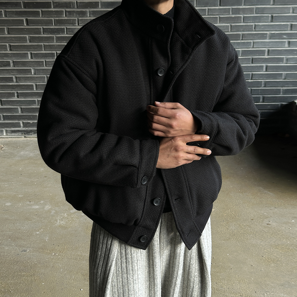 남자 크롭 울 블루종 봄버 자켓 - 상세 이미지 5