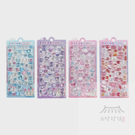 디스톤유니버스 소망상회 3D크리스탈 스티커 달콤캔디 시리즈 포장스티커