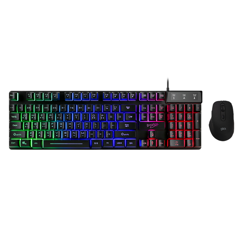 지클릭커 GMK-3000 LED 유선 풀배열 키보드 무선마우스 세트 핑크 - 상세 이미지 4
