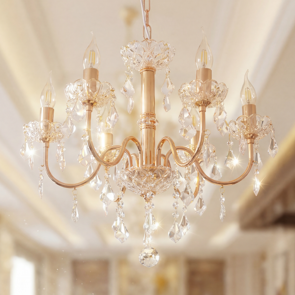 엘레강스 샹들리에 6등 500 골드 샹제리제 북유럽 크리스탈 거실조명