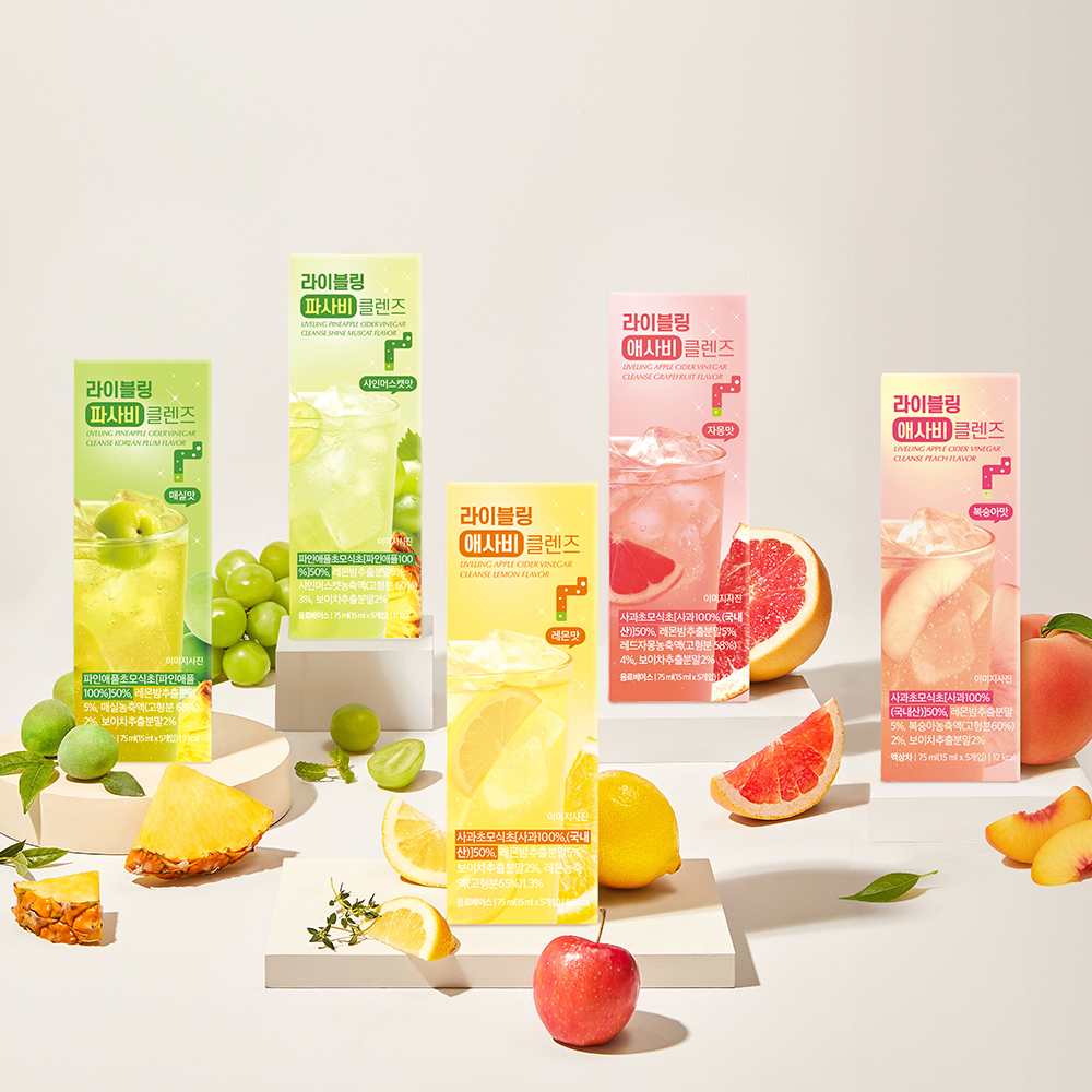 라이블링 애사비 파사비 클렌즈 스타터팩 (5종x5포) 복숭아 레몬 자몽 샤인머스캣 매실 제품 이미지