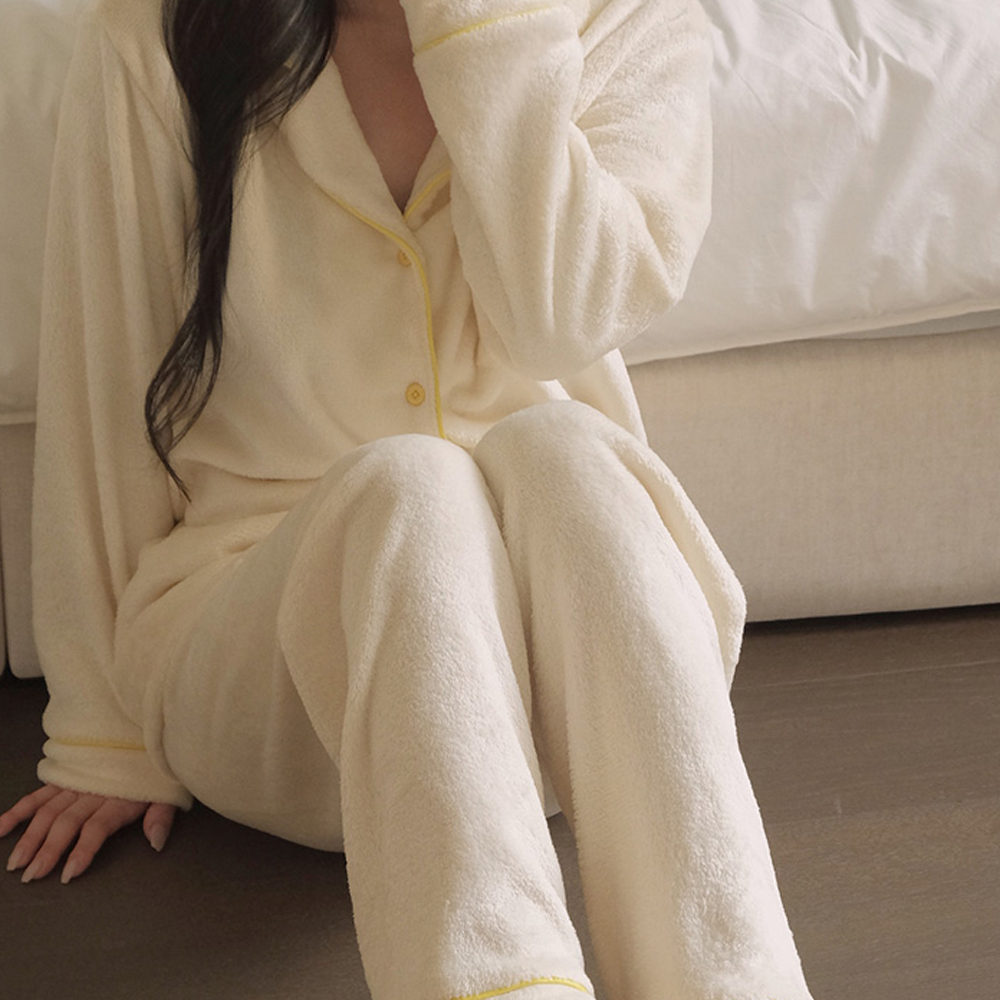 포근 긴팔 극세사 수면잠옷 파자마 세트 - 상세 이미지 3