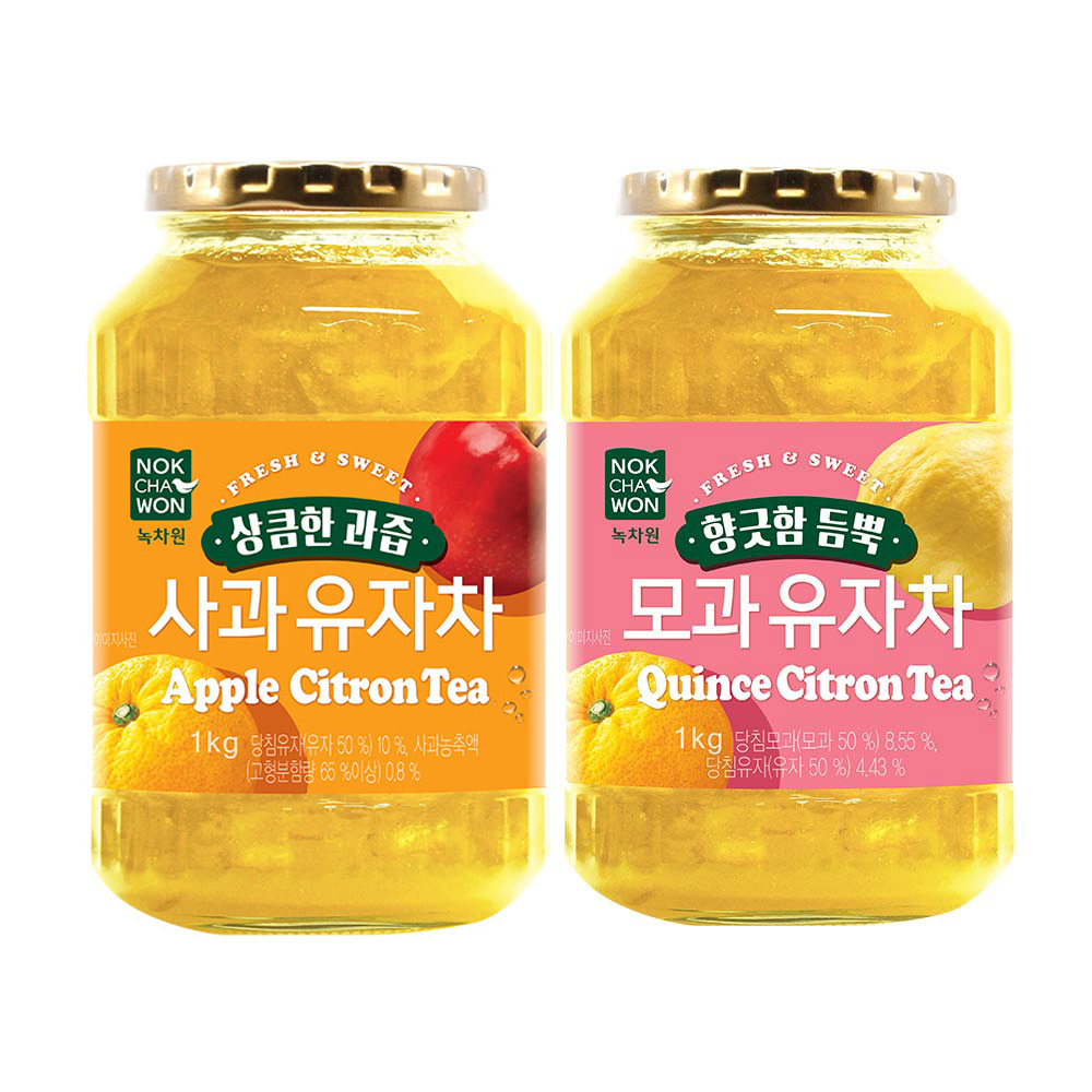 [녹차원] 사과유자차1kg+모과유자차1kg - 상품 이미지
