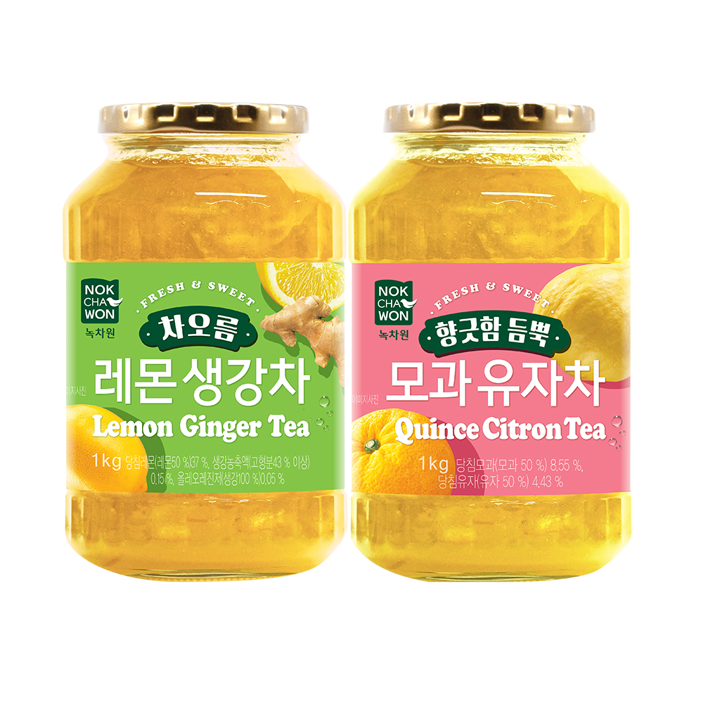[녹차원] 레몬생강차 1kg+모과유자차 1kg - 상품 이미지